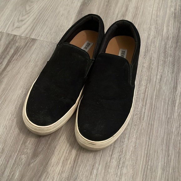 Steve Madden Black suede Platform Loafers - Picture 2 of 5